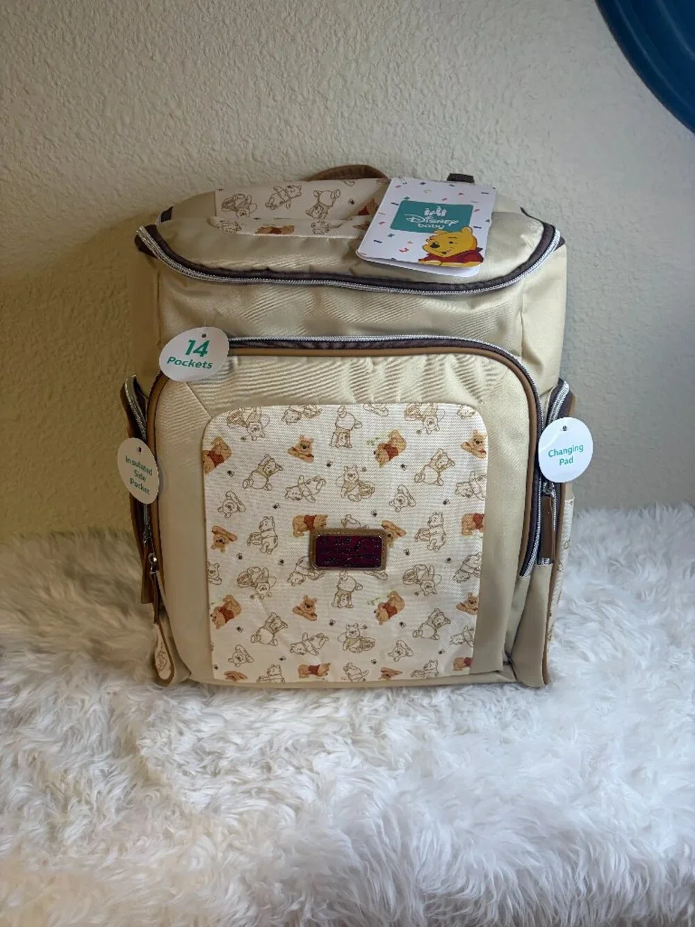 Disney Baby Winnie the Pooh Diaper Bag Backpack Set Changing Pad NWT - Picture 1 of 10